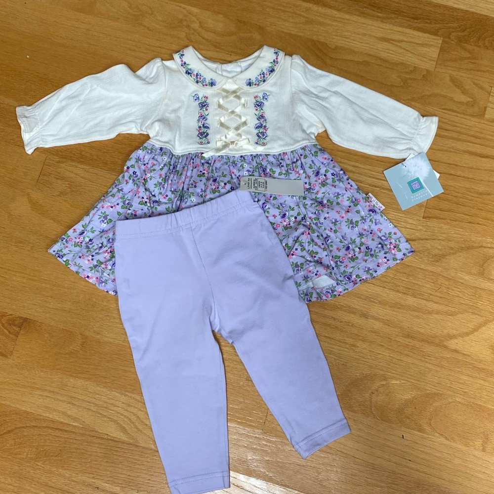 Little me matching set with leggings and dress 6M